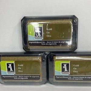 Inkadinkado Pigment Based Ink Stamp Pad Gold Set of 3 Crafts